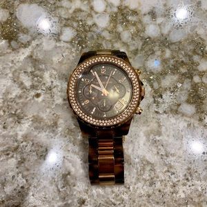 Michael Kors Tortoise and Gold Watch
